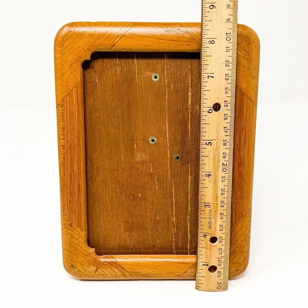 Vintage Teak Wood Picture Frame 5x7 Rounded Corners Mid Century Modern MCM